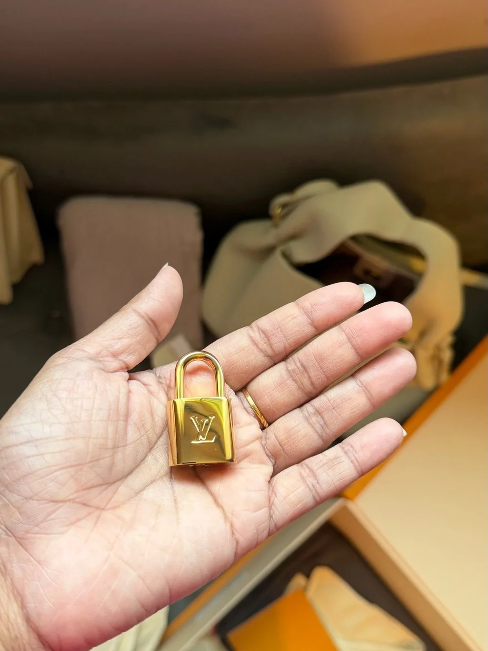 Louis Vuitton Gold-tone Padlock Charm with LV Monogram